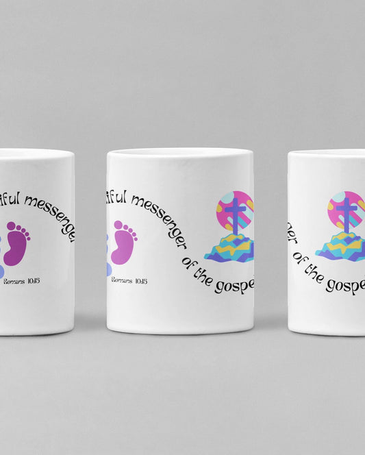 Coffee Cup, Coffee Mug, Bible verse Cup, Beautiful Feet Messenger Cup