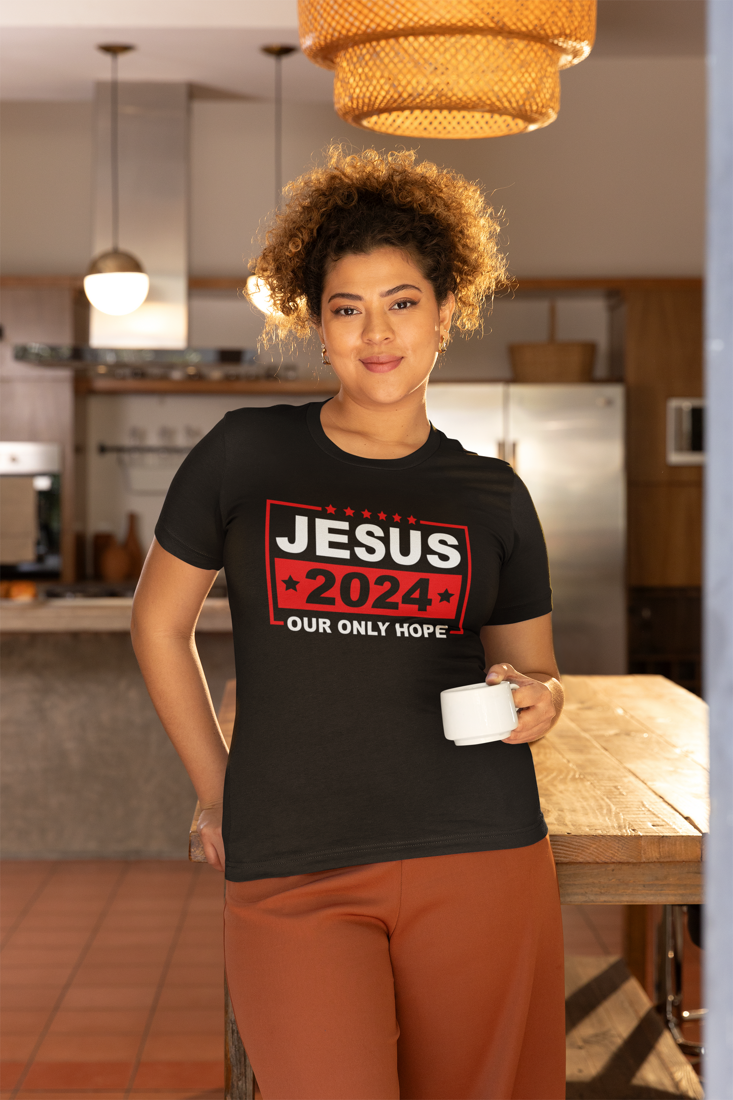 Ladies Short Sleeve T-shirt, Jesus 2024 Our Only Hope